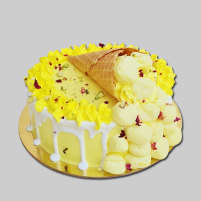 "Round shape Butterscotch Rasagulla cake - 1kg - Click here to View more details about this Product